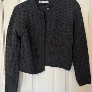 Zara Charcoal Textured Cardigan